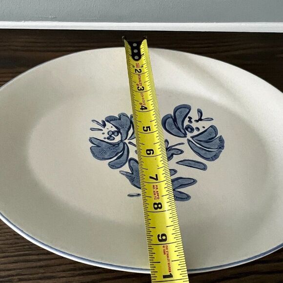 Pfaltzgraff Yorktowne Pattern Stoneware Serving Platter Blue Flower on White - Picture 5 of 5